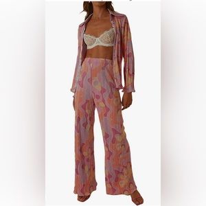 Size small 2 piece pants/button down set, brand new, tags not included